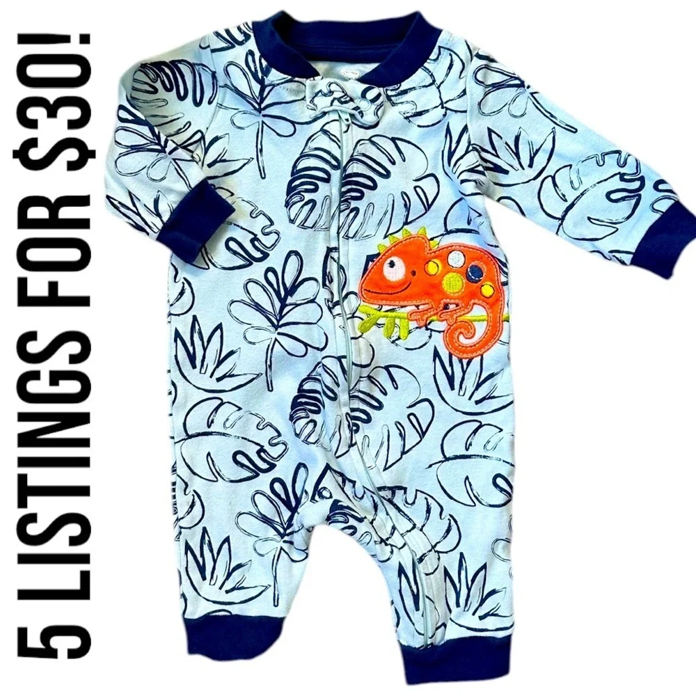 Koala Baby Boy Zip Longalls Blue Chameleon Romper Tropical One Piece